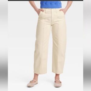 Universal Thread Women’s Overalls Cream Mide Rise Pants Size 8